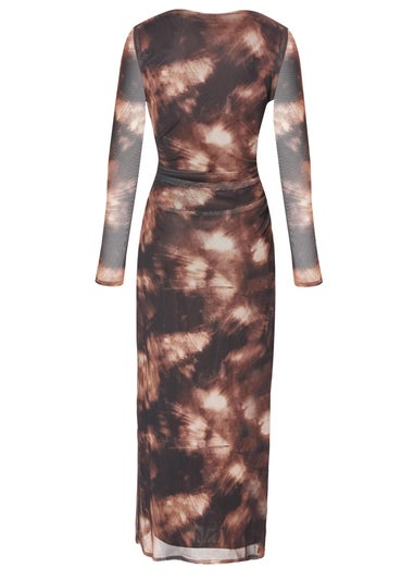 Quiz Black Printed Long Sleeve Midaxi Dress