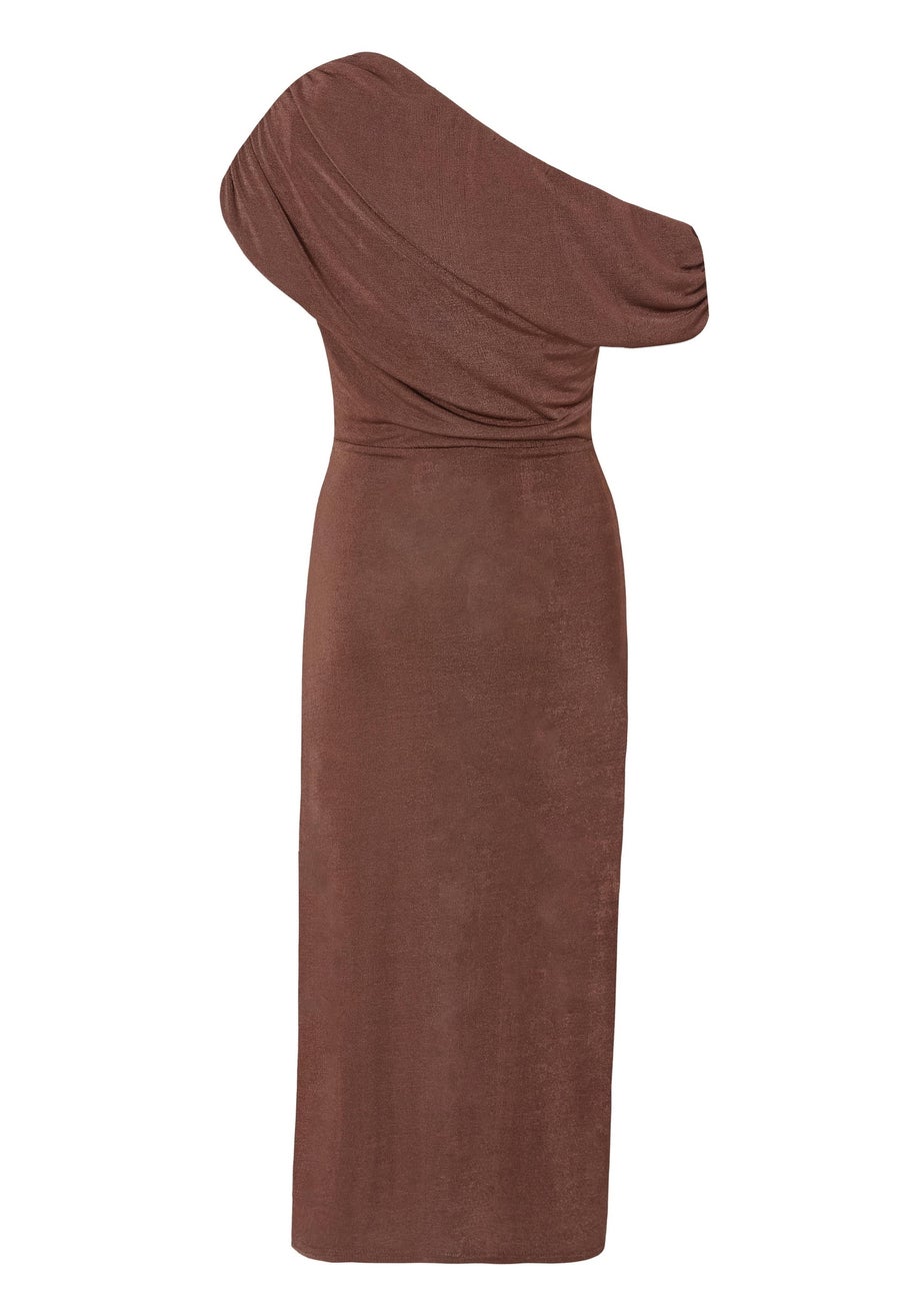 Quiz Brown Drop Sleeve Buckle Midaxi Dress