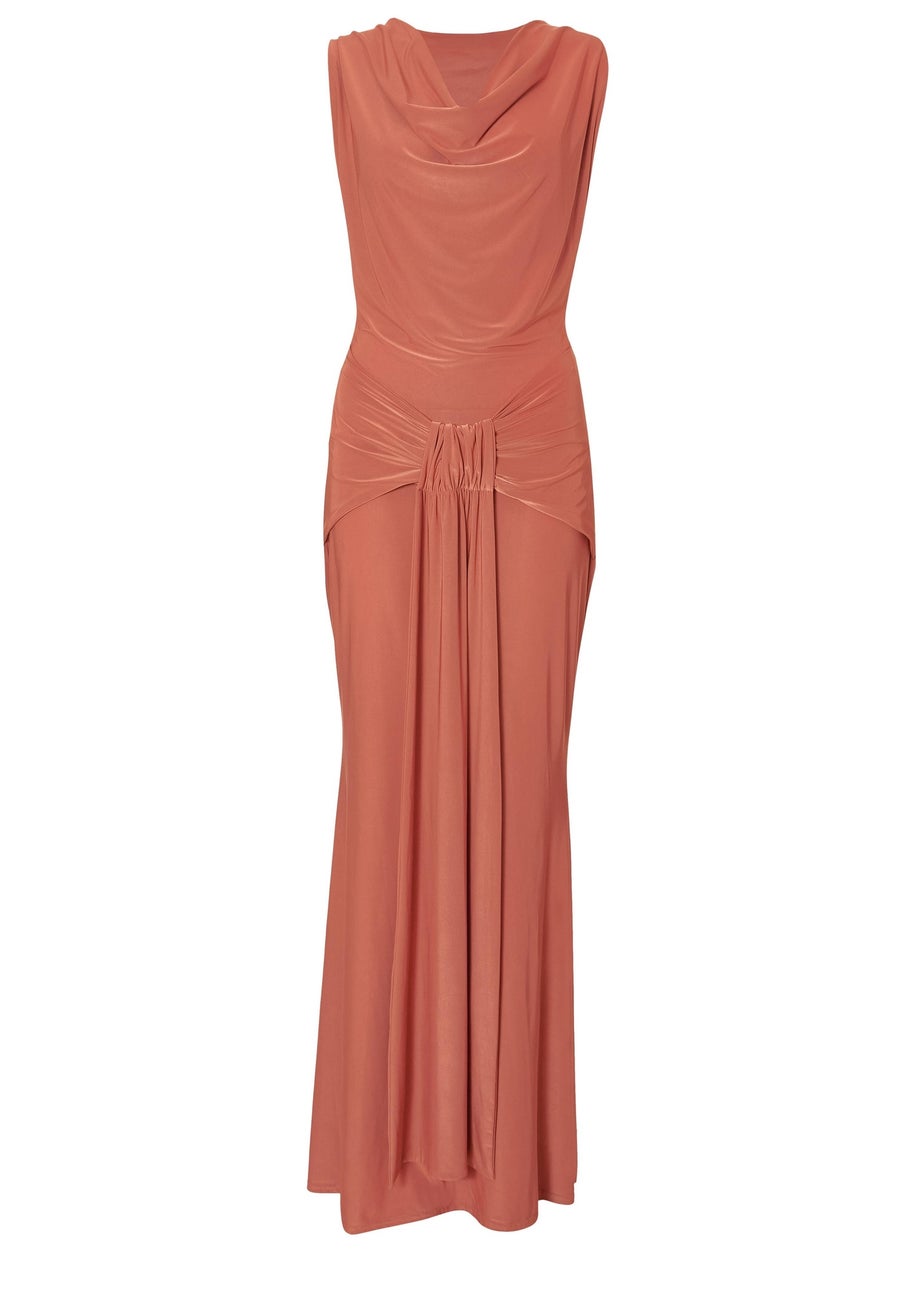 Quiz Red Drape Front Maxi Dress