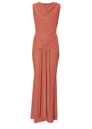 Quiz Red Drape Front Maxi Dress