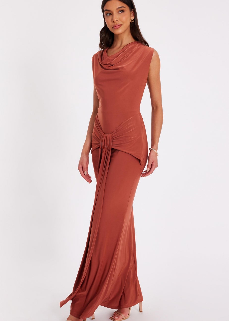 Quiz Red Drape Front Maxi Dress
