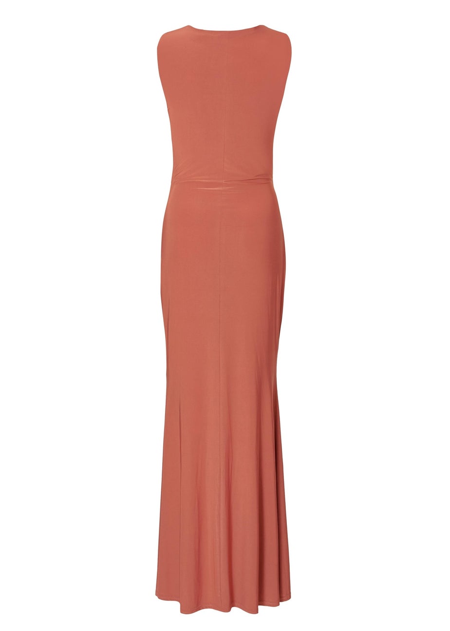 Quiz Red Drape Front Maxi Dress
