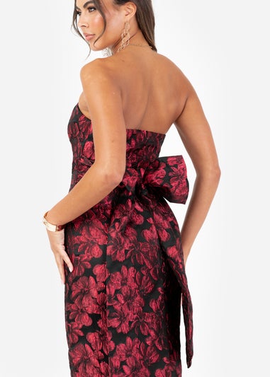 Maya Deluxe Red Floral Bandeau & Oversized Bow Midi Dress