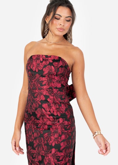Maya Deluxe Red Floral Bandeau & Oversized Bow Midi Dress