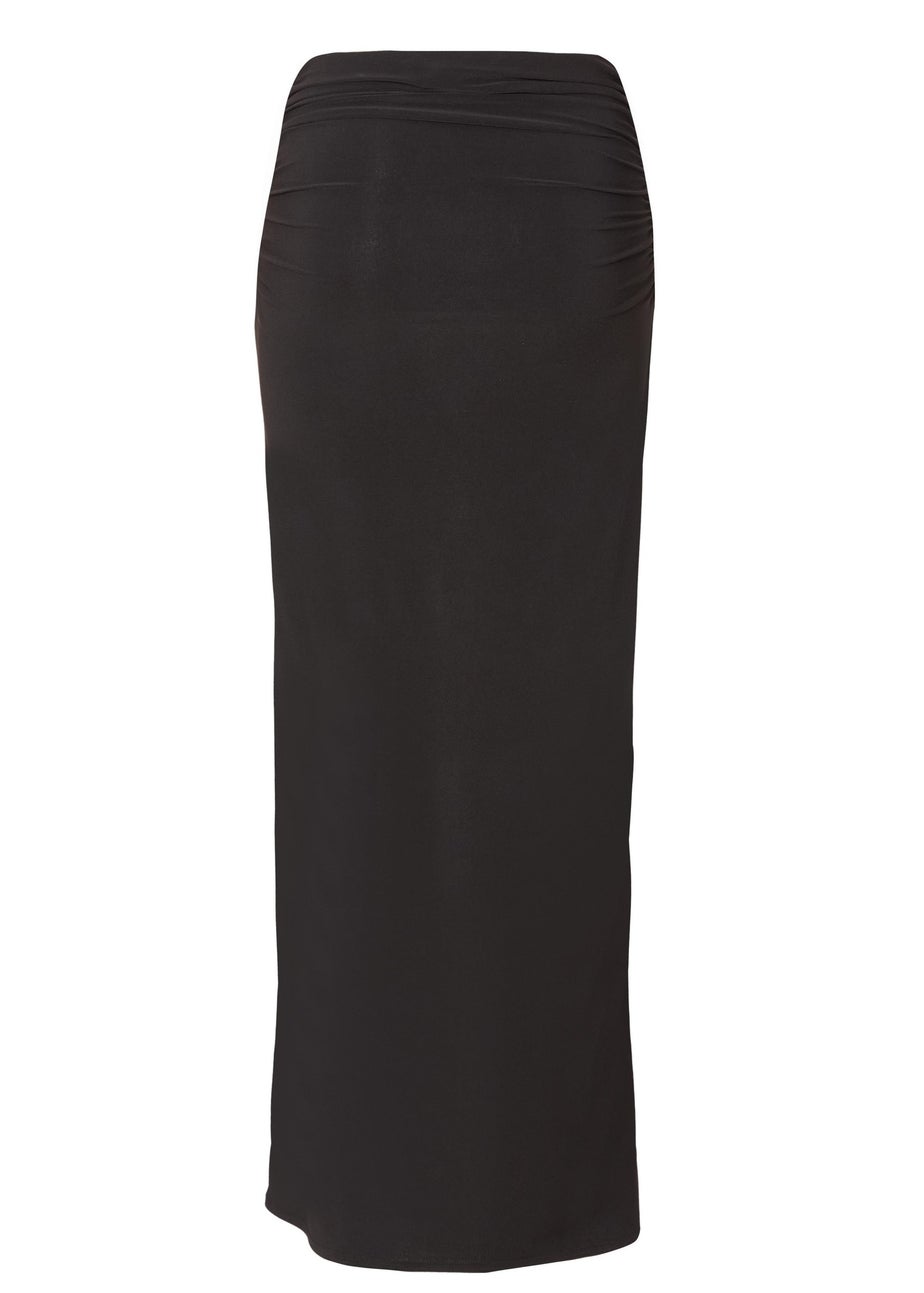 Quiz Black Ruched Waist Maxi Skirt