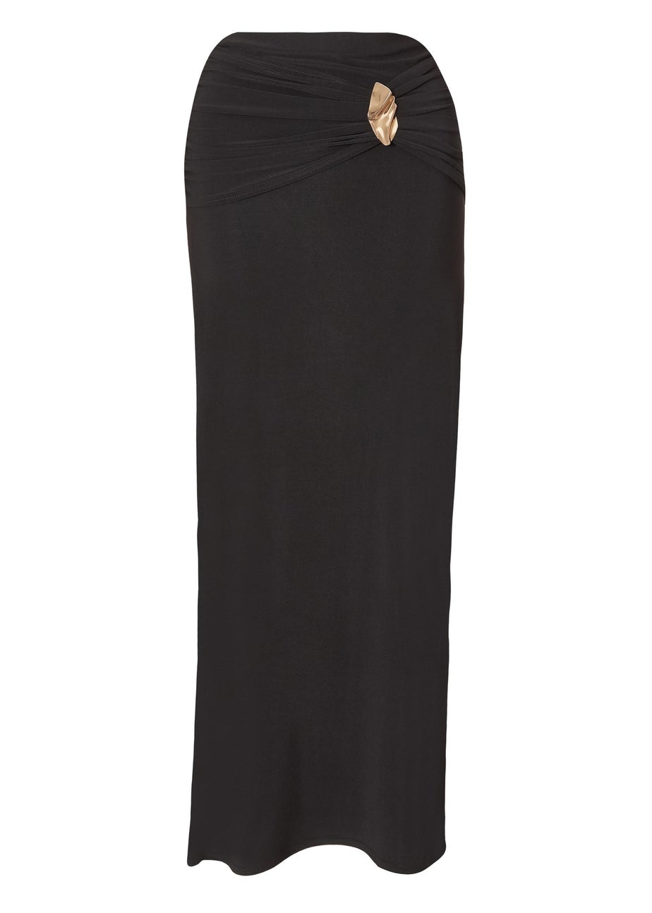 Quiz Black Ruched Waist Maxi Skirt