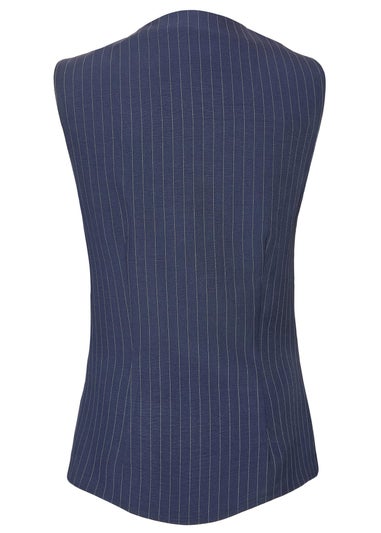 Quiz Navy Pinstripe Wrap Waistcoat