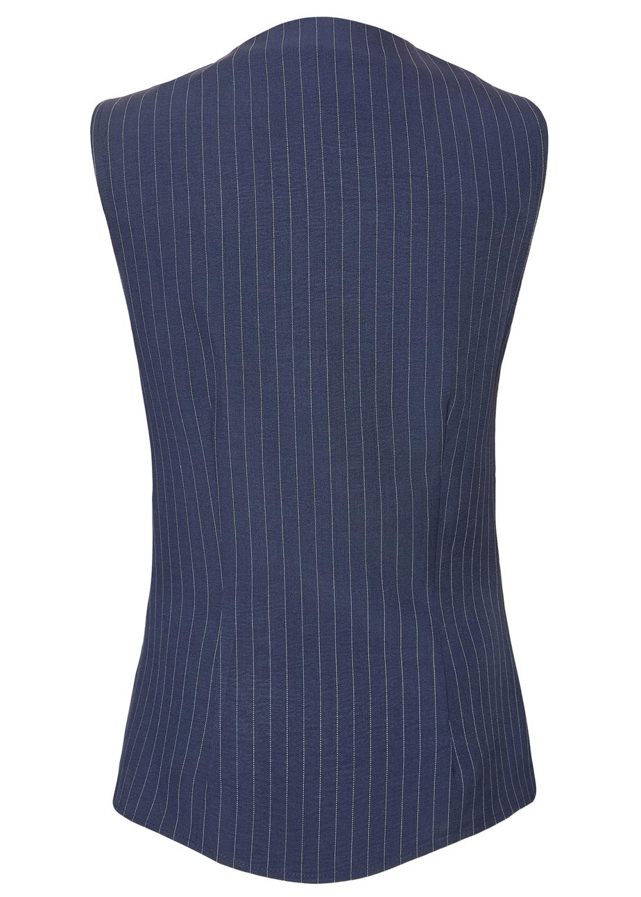 Quiz Navy Pinstripe Wrap Waistcoat