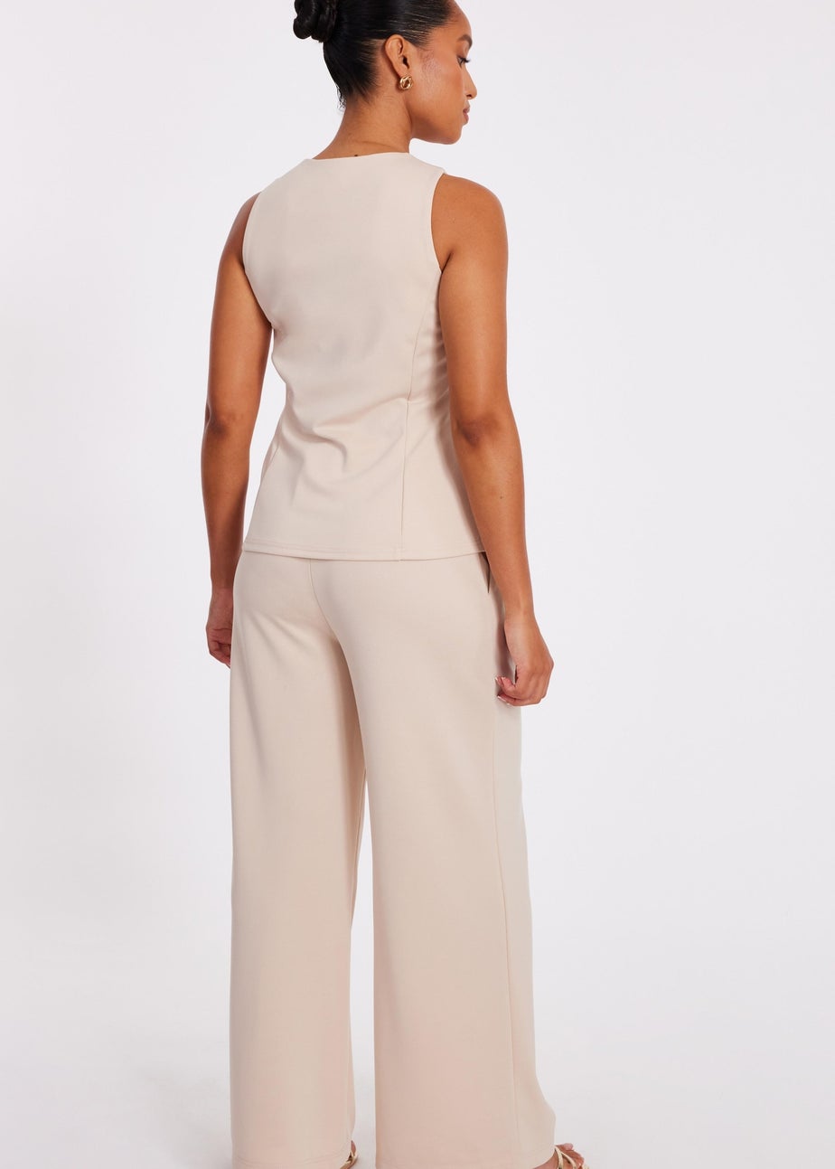 Quiz Stone Petite Button Front Waistcoat