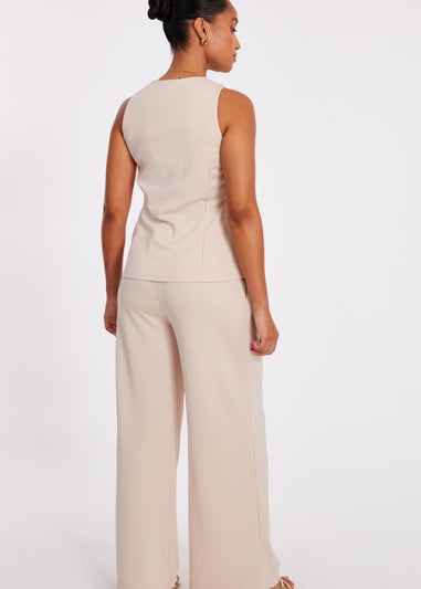 Quiz Stone Petite Button Front Waistcoat