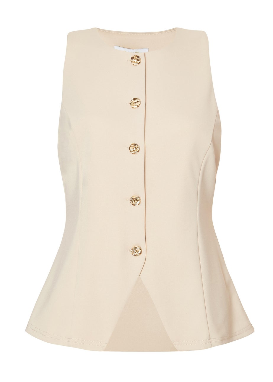 Quiz Stone Petite Button Front Waistcoat
