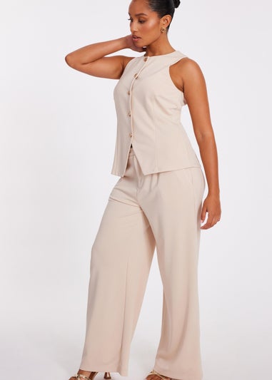 Quiz Stone Petite Button Front Waistcoat