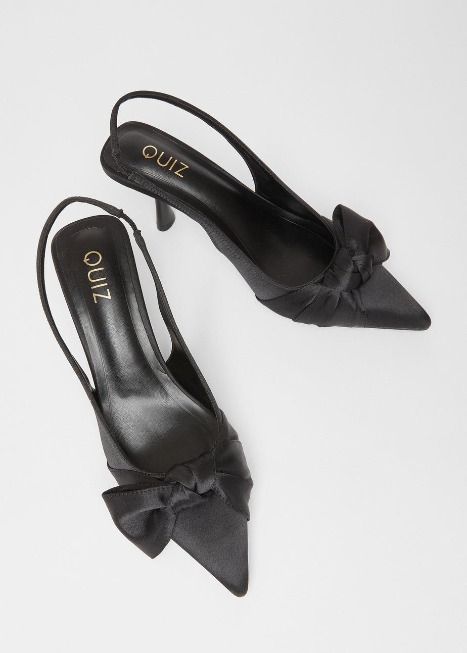 Quiz Black Sling Back Bow Heels