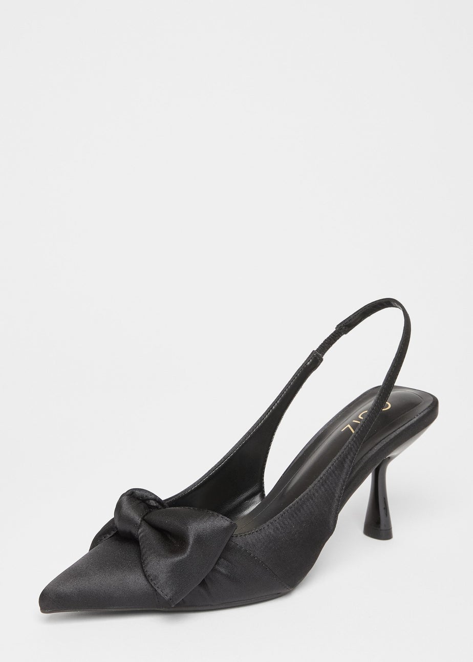 Quiz Black Sling Back Bow Heels