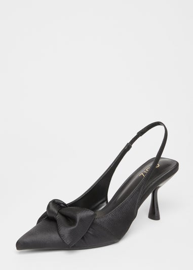 Quiz Black Sling Back Bow Heels
