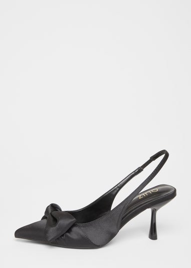 Quiz Black Sling Back Bow Heels