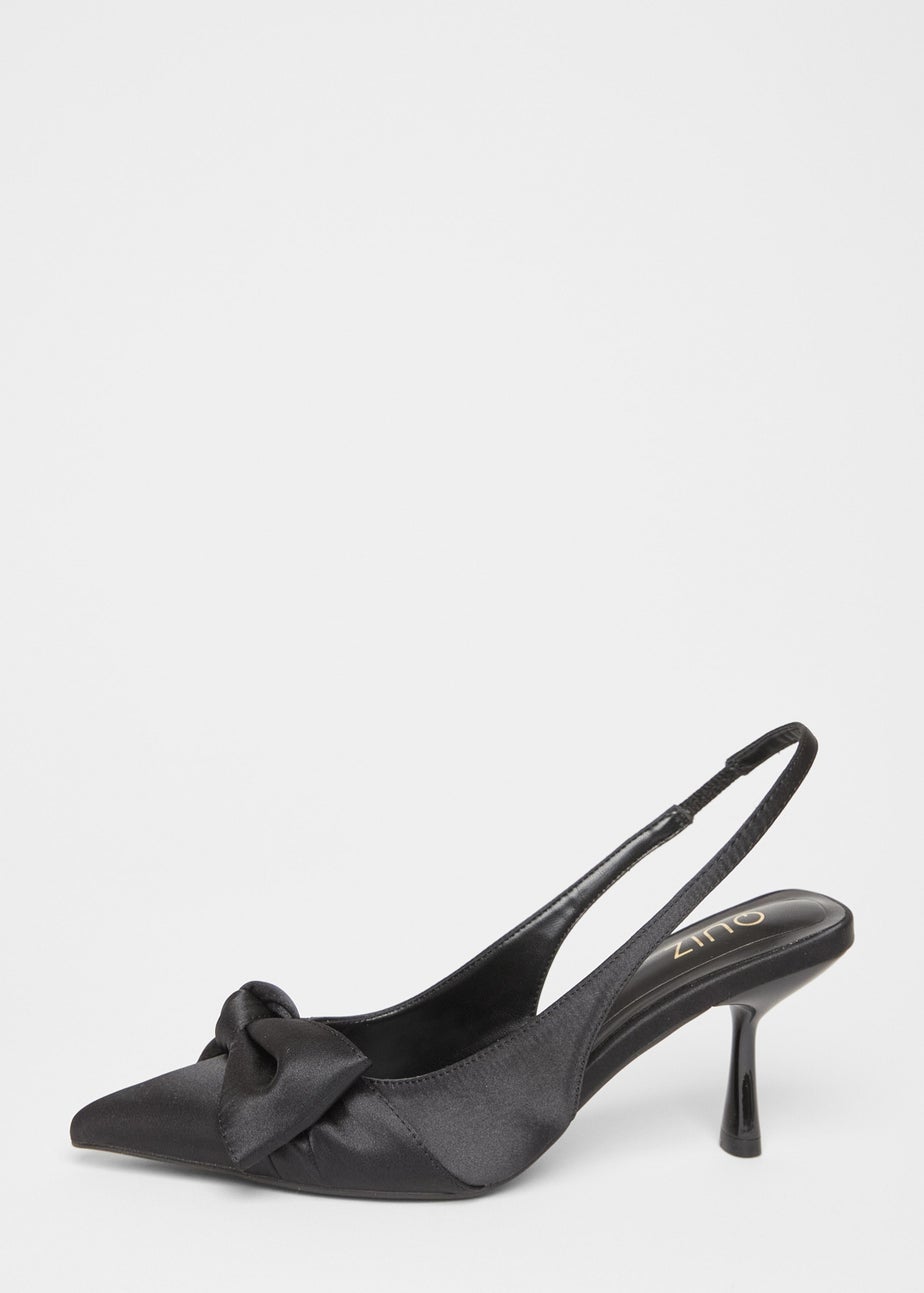 Quiz Black Sling Back Bow Heels
