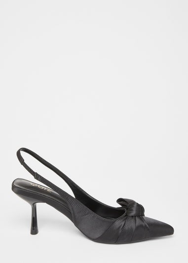 Quiz Black Sling Back Bow Heels