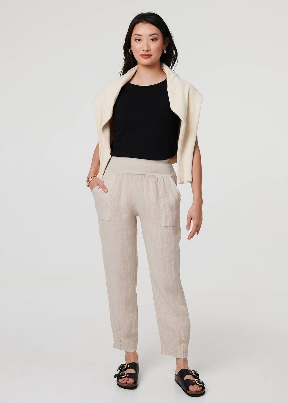 Izabel London Linen Relaxed Linen Tapered Trousers