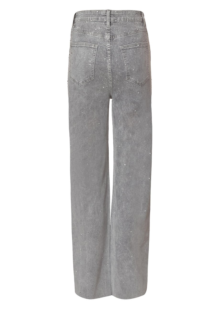 Quiz Grey Embellished Jeans