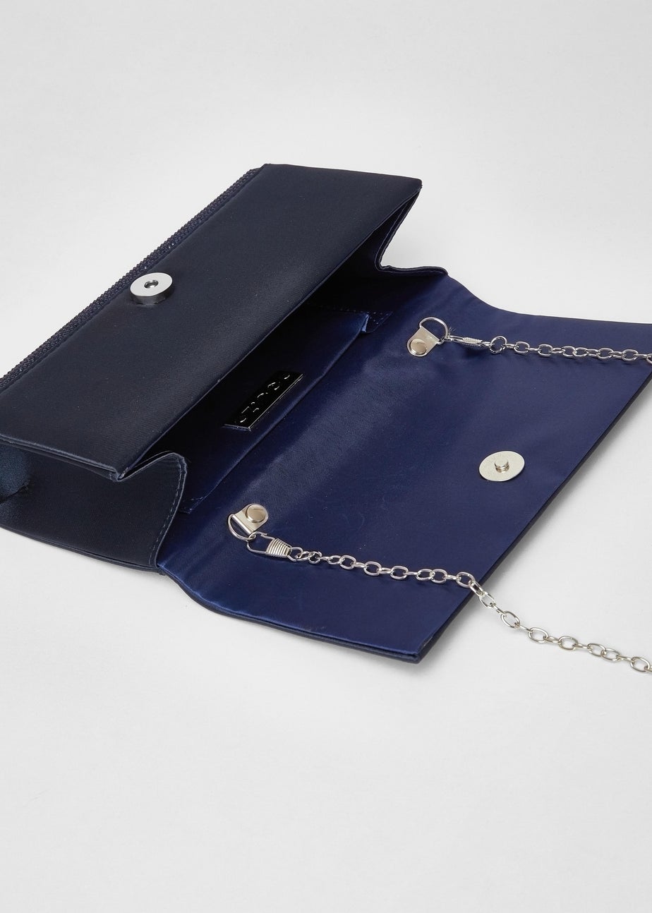 Quiz Navy Diamante Embellished Clutch Bag