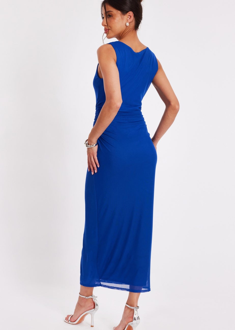 Quiz Blue Mesh Buckle Midaxi Dress