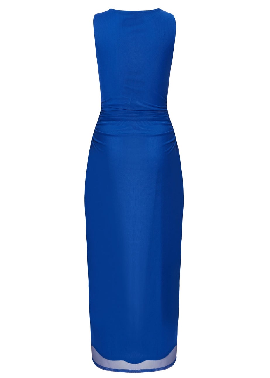 Quiz Blue Mesh Buckle Midaxi Dress