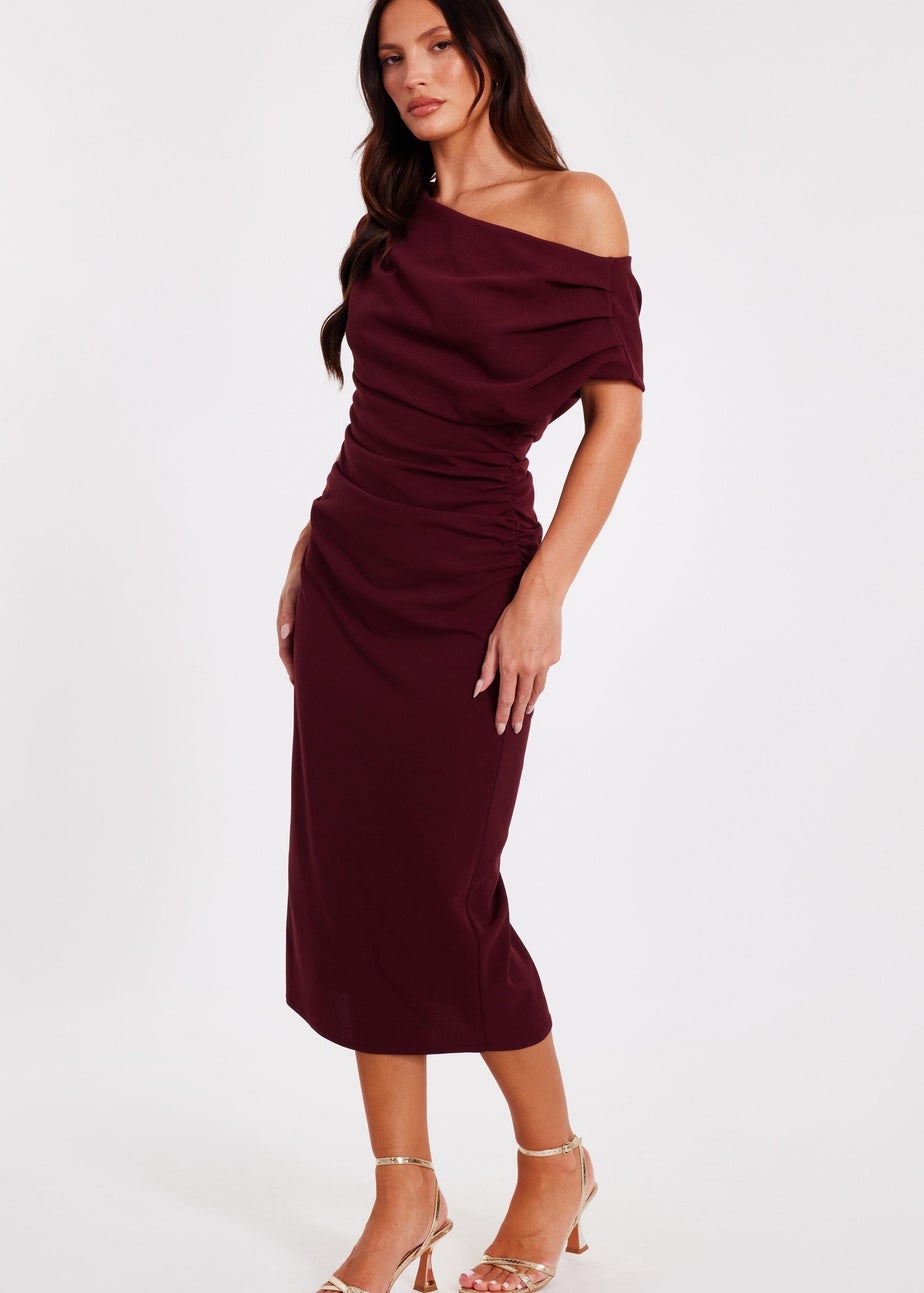 Quiz Burgundy Drop Shoulder Midi Dress