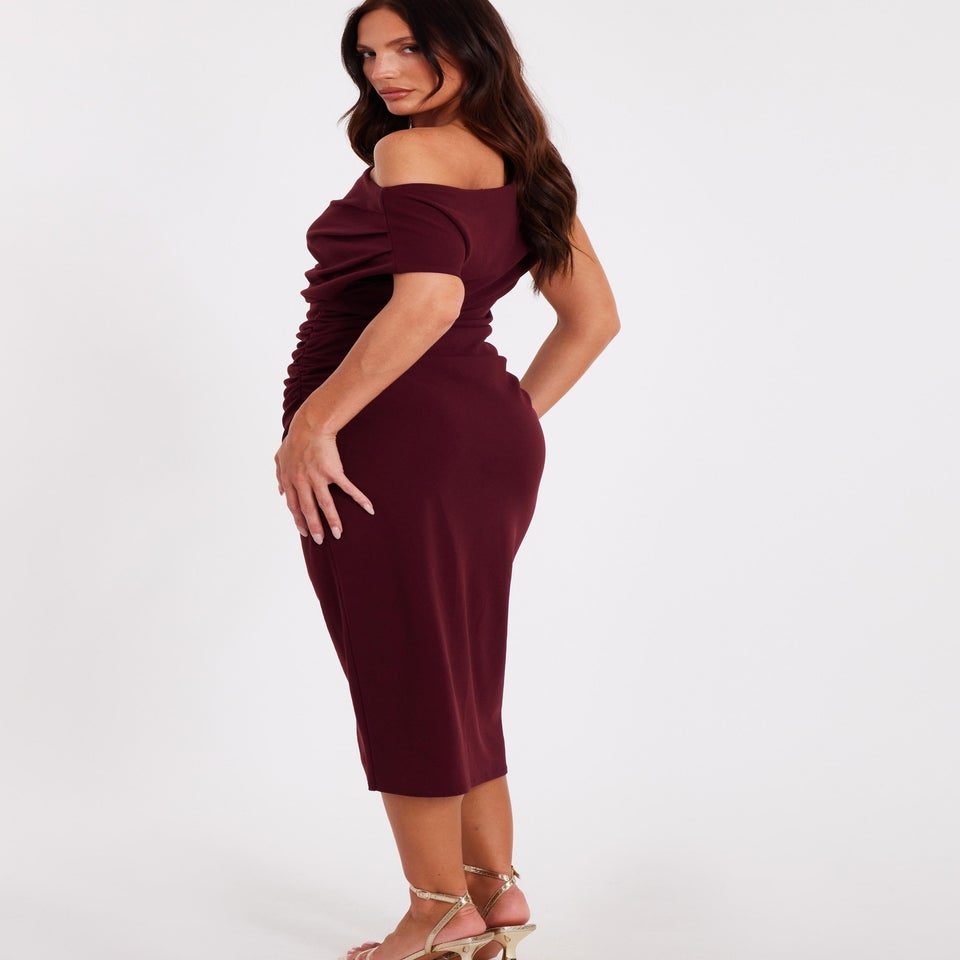Quiz Burgundy Drop Shoulder Midi Dress