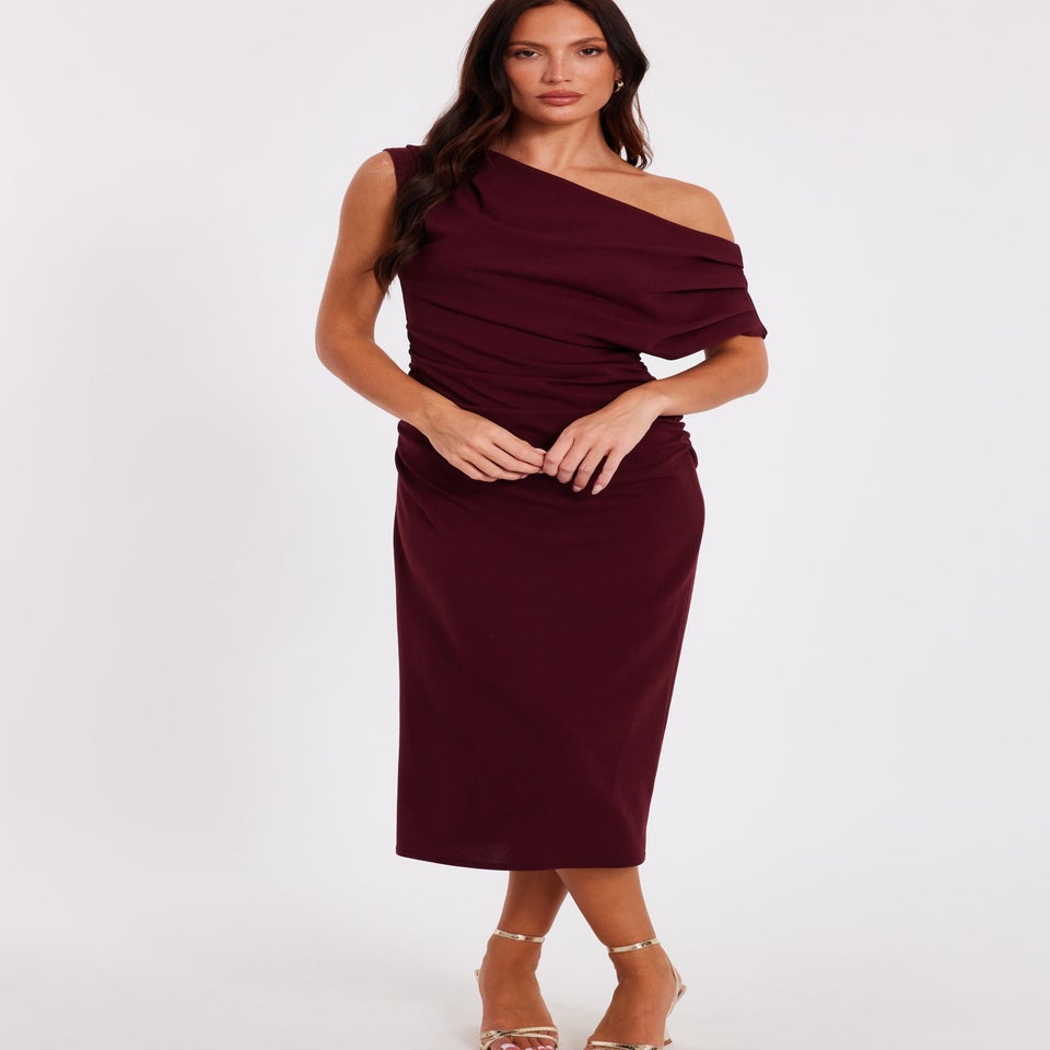 Quiz Burgundy Drop Shoulder Midi Dress