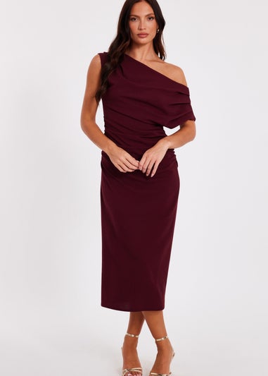 Quiz Burgundy Drop Shoulder Midi Dress