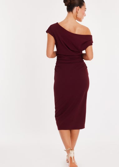 Quiz Burgundy Drop Shoulder Midi Dress