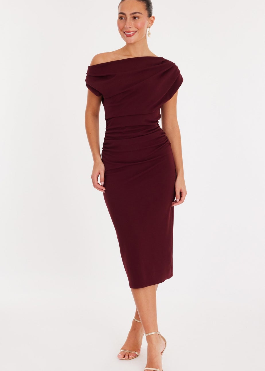 Quiz Burgundy Drop Shoulder Midi Dress