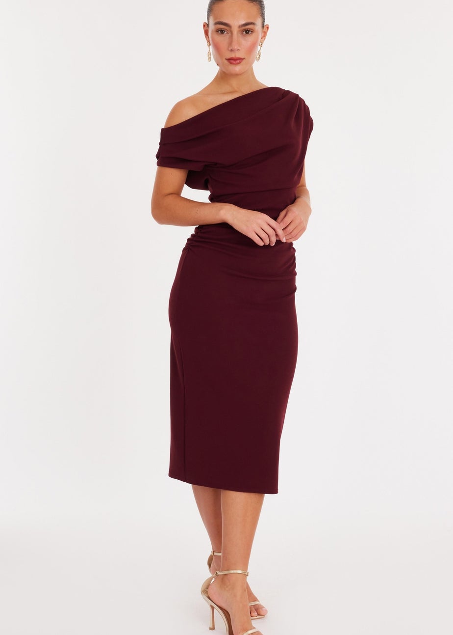 Quiz Burgundy Drop Shoulder Midi Dress