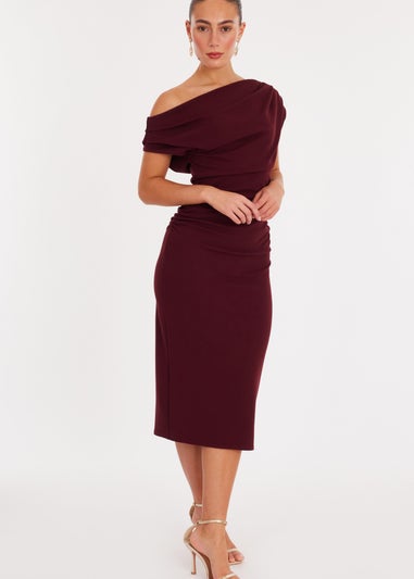Quiz Burgundy Drop Shoulder Midi Dress