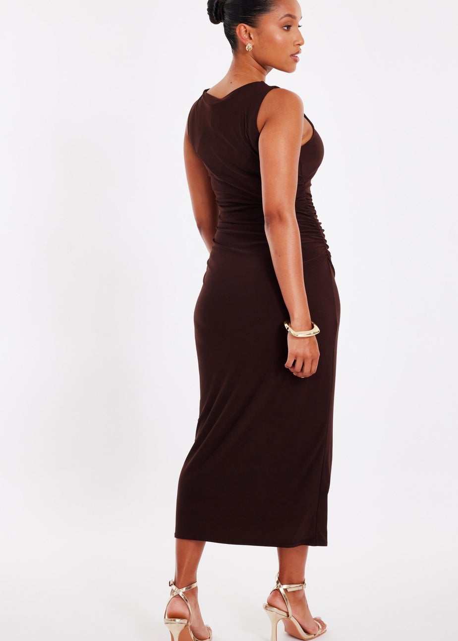 Quiz Brown Petite Midaxi Dress