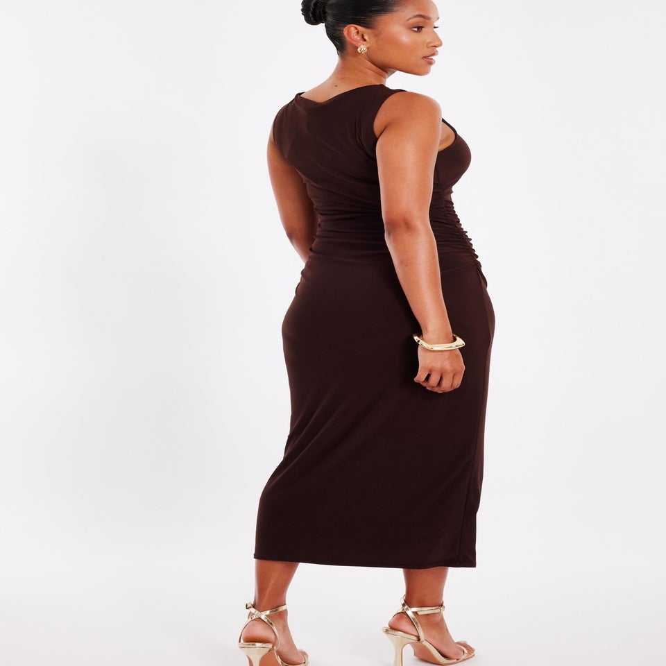 Quiz Brown Petite Midaxi Dress