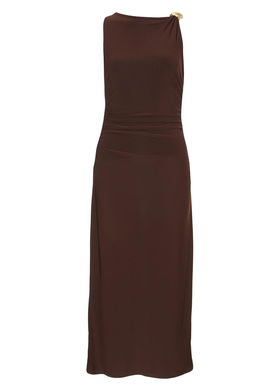 Quiz Brown Petite Midaxi Dress