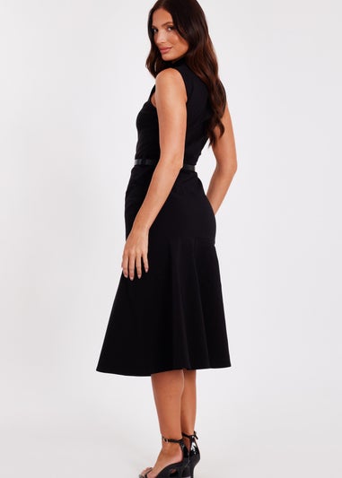 Quiz Black Corsage Belt Midi Dress