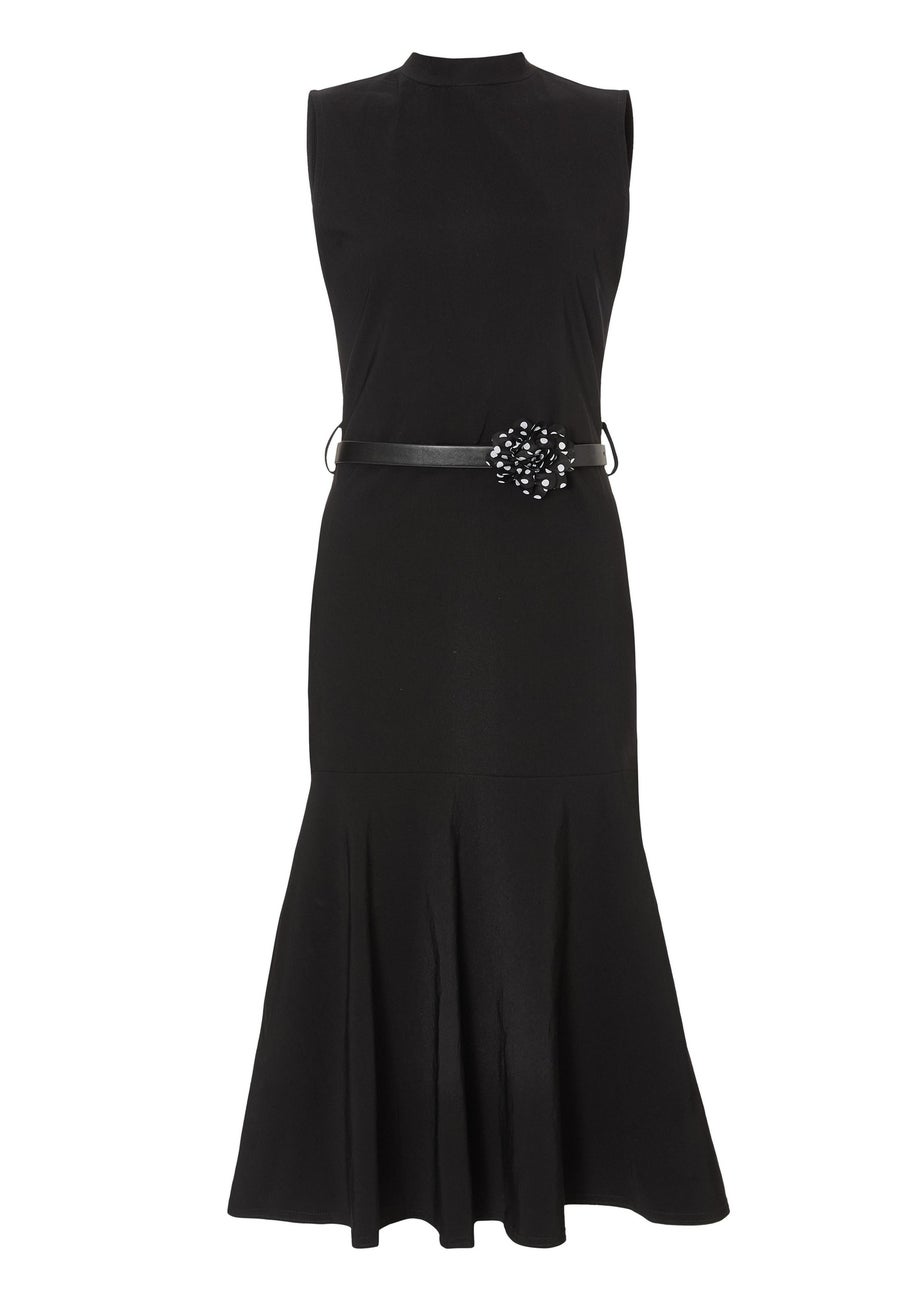 Quiz Black Corsage Belt Midi Dress