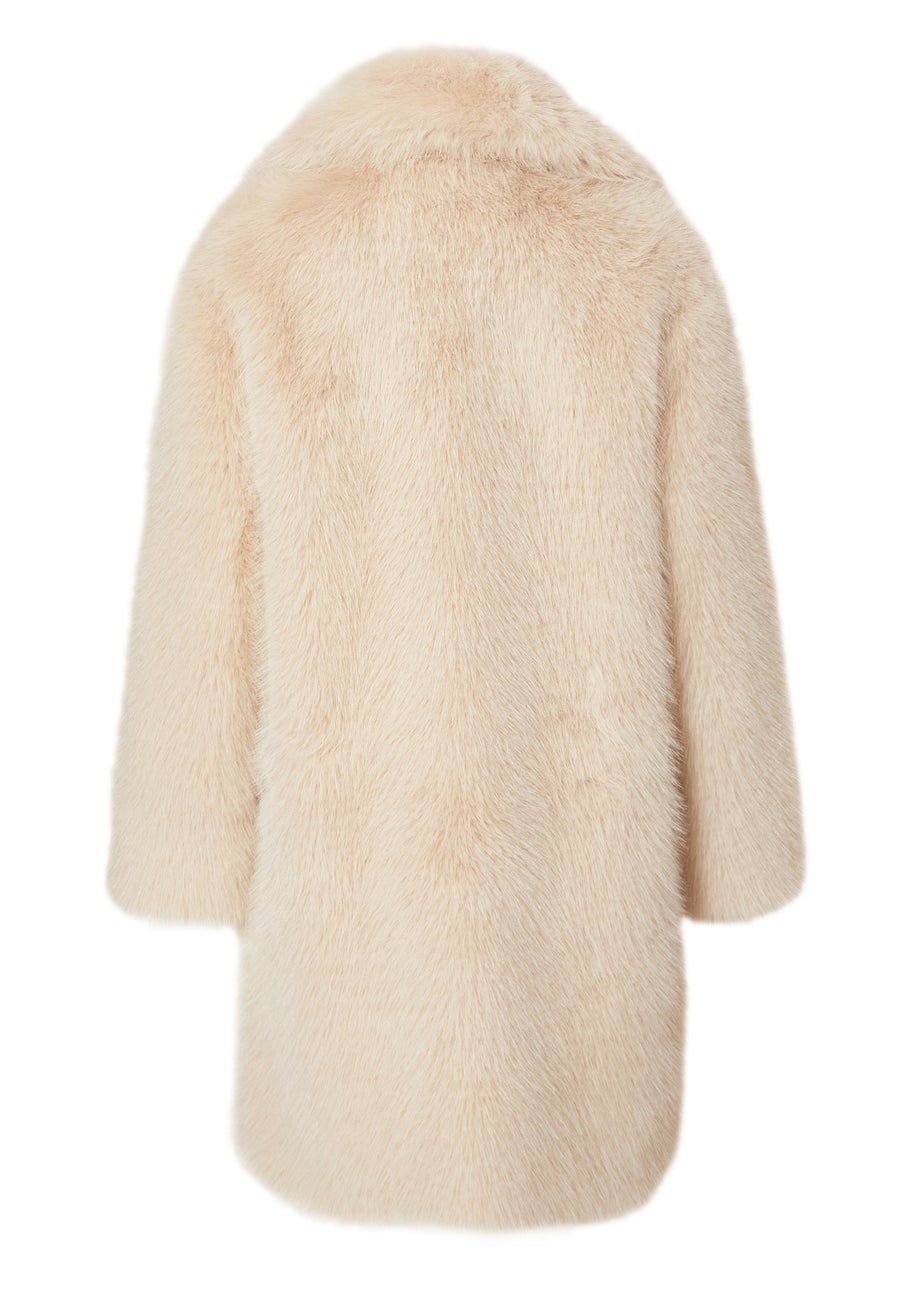 Quiz Stone Faux Fur Longline Coat