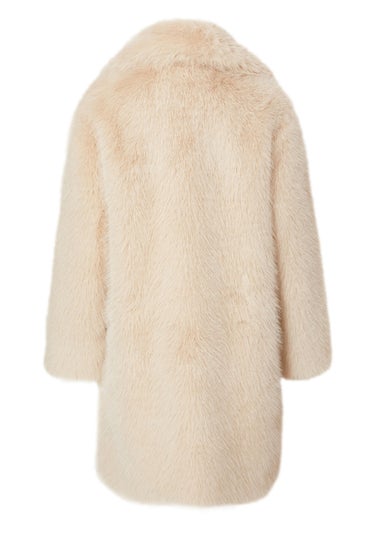 Quiz Stone Faux Fur Longline Coat
