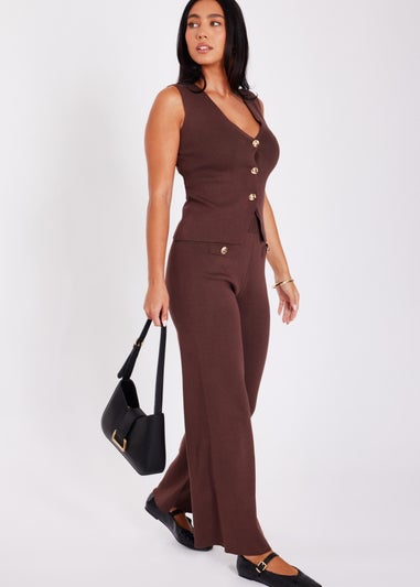 Quiz Brown Knitted Waistcoat