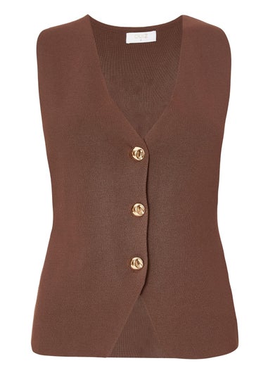 Quiz Brown Knitted Waistcoat