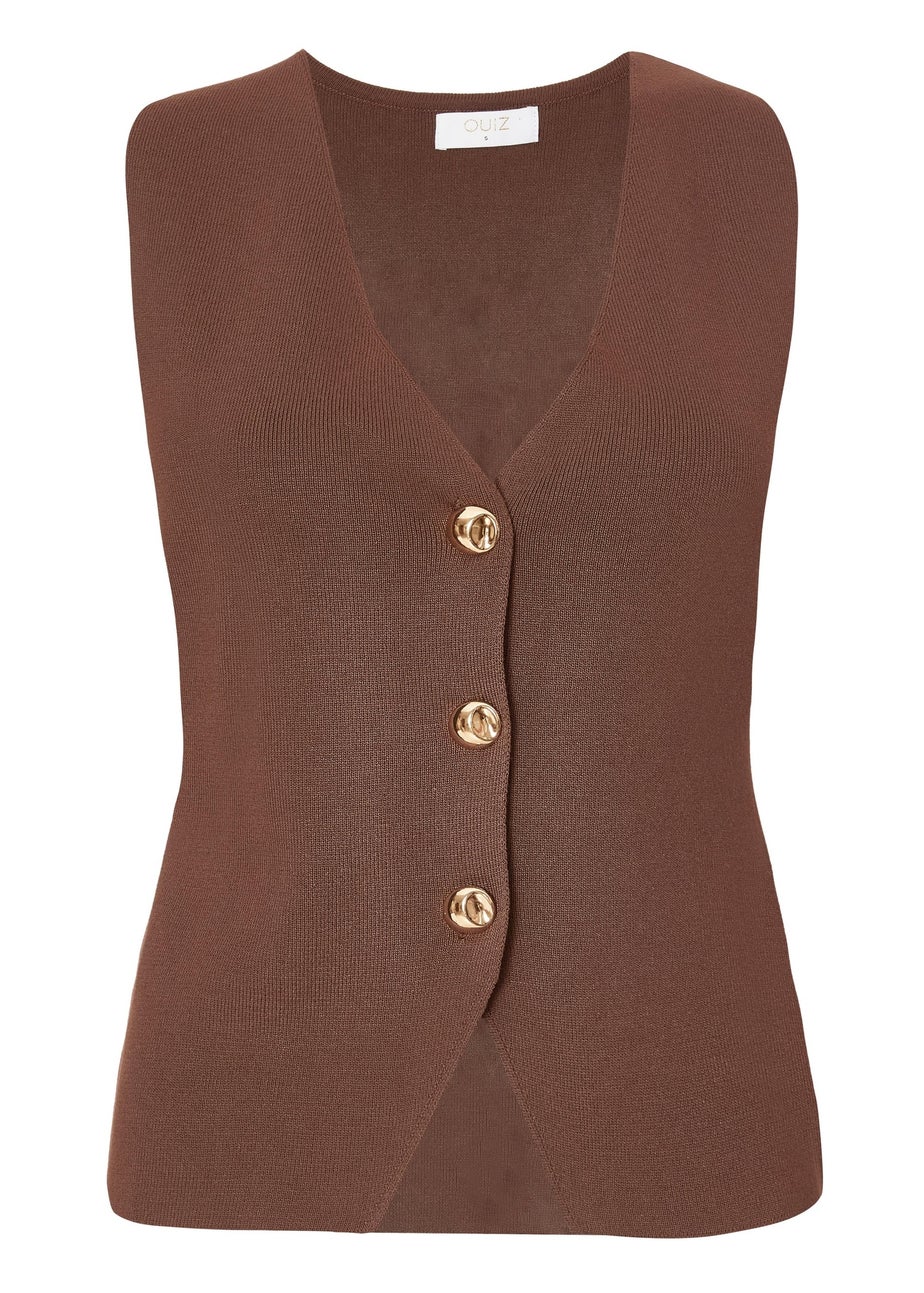 Quiz Brown Knitted Waistcoat