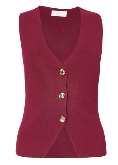 Quiz Burgundy Knitted Waistcoat