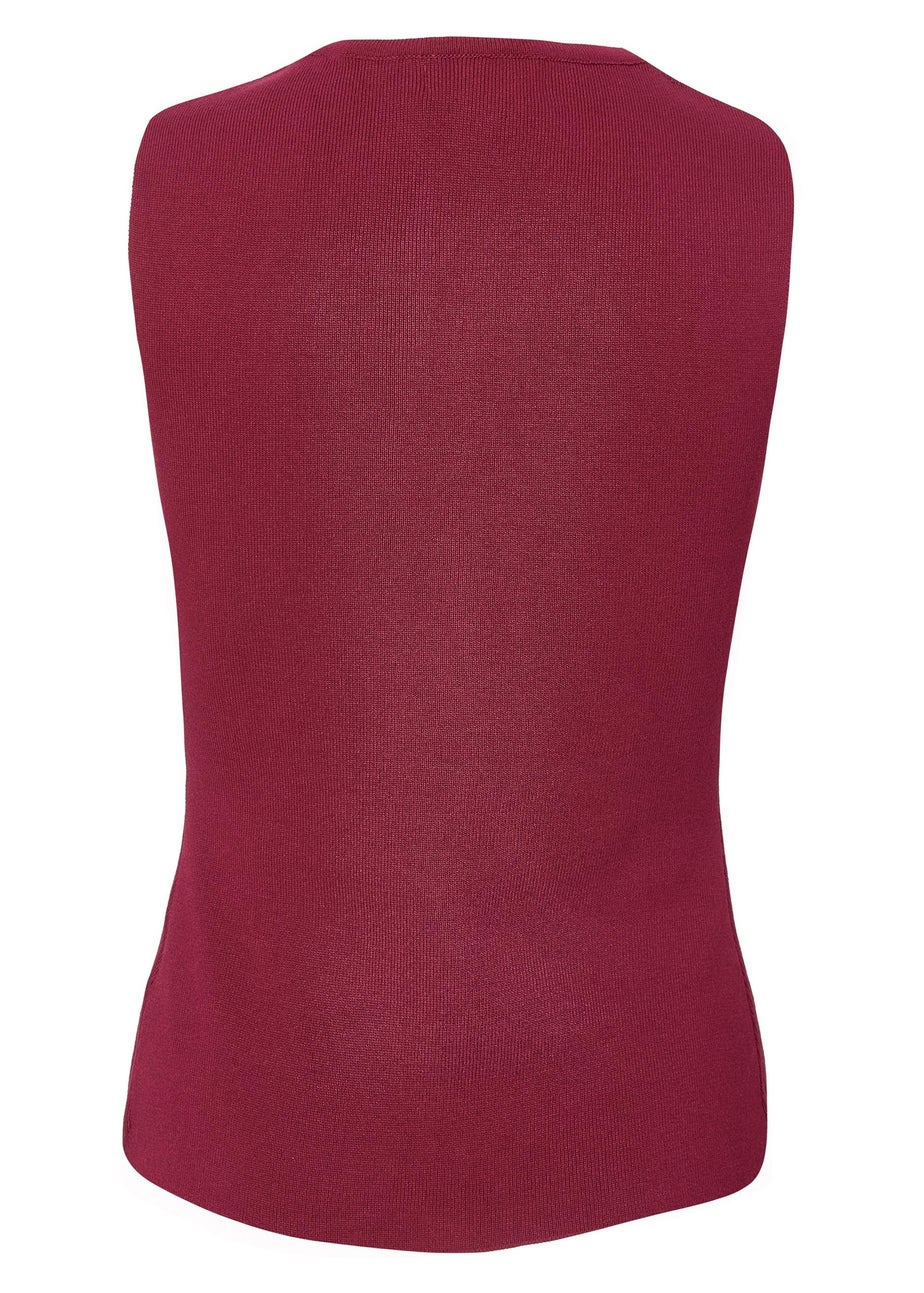 Quiz Burgundy Knitted Waistcoat
