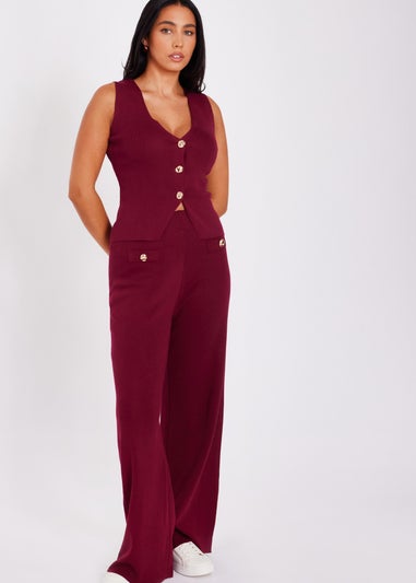 Quiz Burgundy Knitted Waistcoat