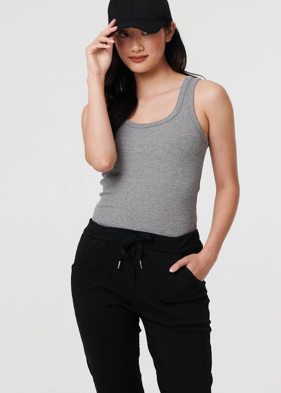 Izabel London Black Drawstring Tie Waist Tapered Trousers