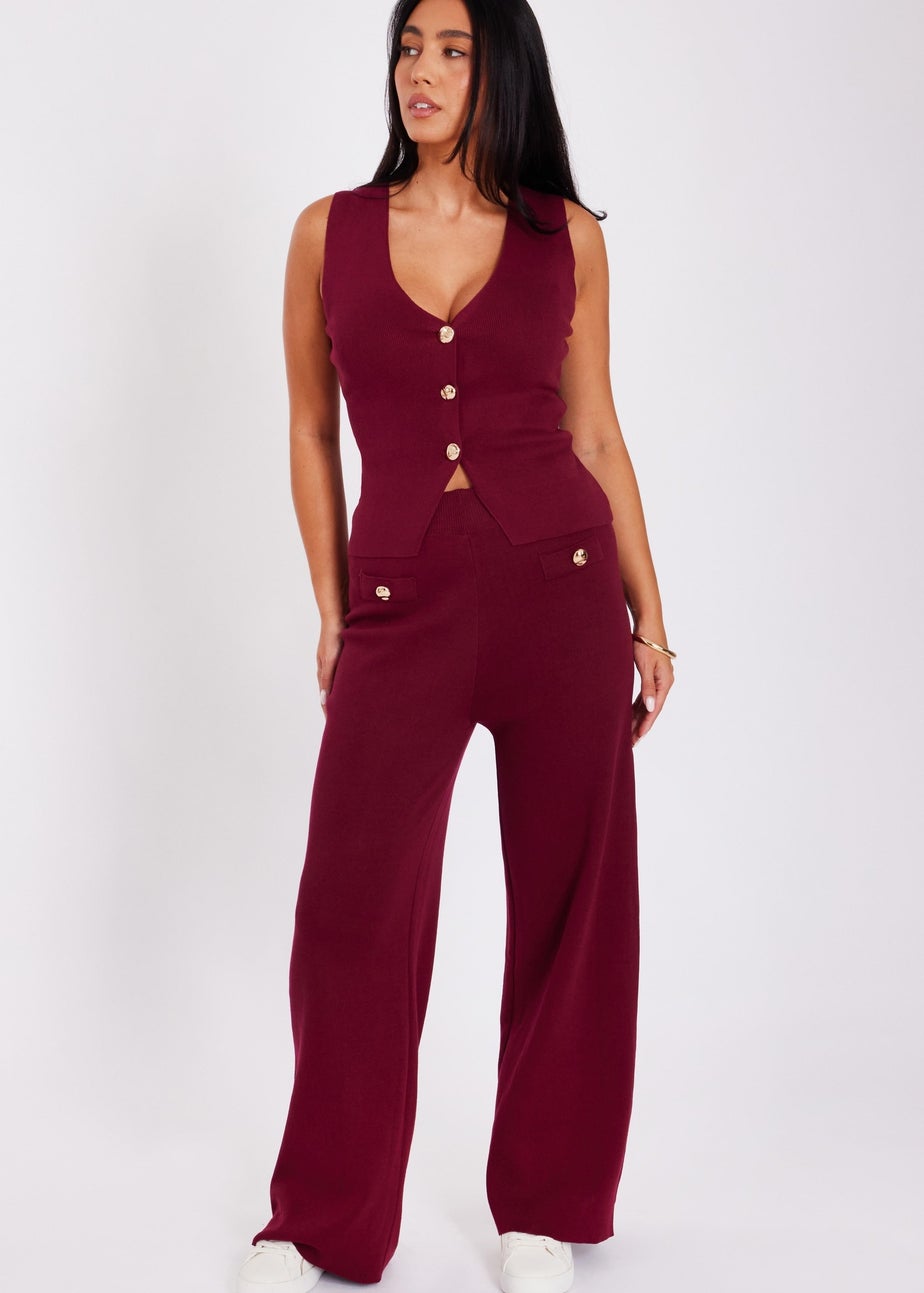 Quiz Burgundy Knitted Trousers